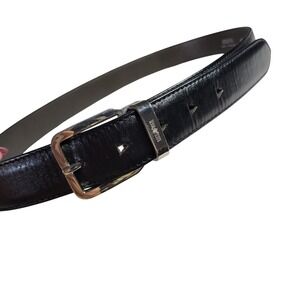 Gold Pfeil Black Leather Belt West Germany Vintage 105cm Silver Buckle 497